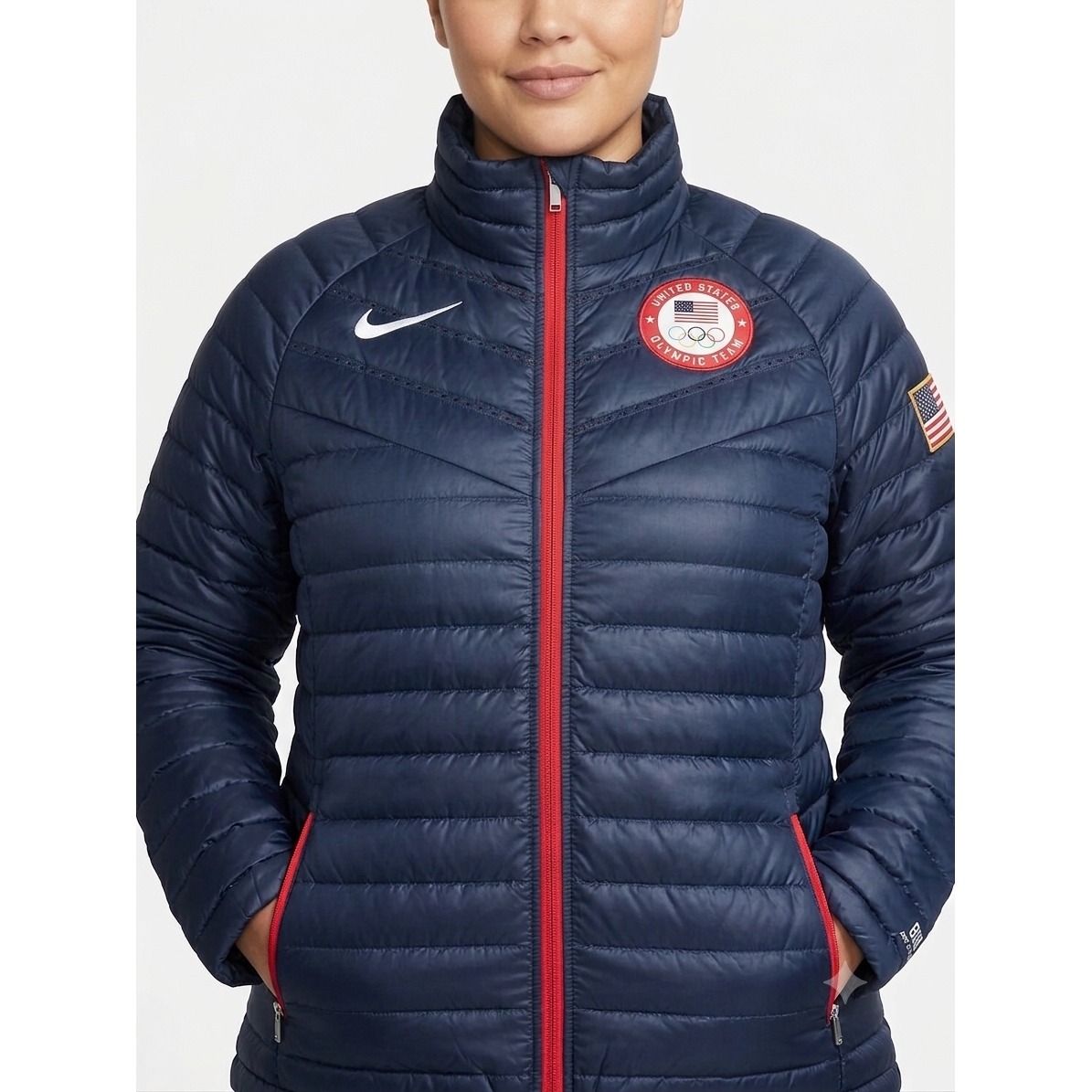 Nike Team Usa Olympic Aeroloft 800 Down Jacket Womens Xl Navy Reversible 614216